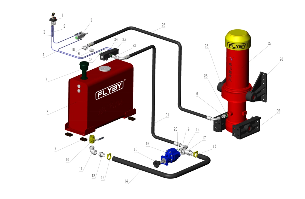 Tipper Truck and Trailer Components of a Hydraulic Pneumatic Linear Actuator